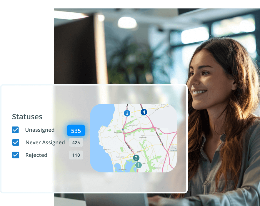 Compliance Image of map that shows driver's status